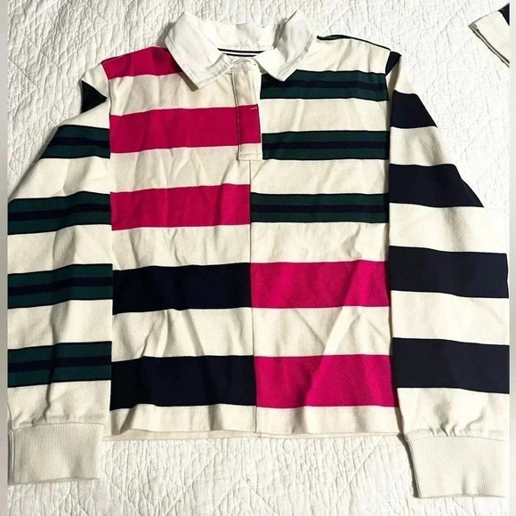 Vineyard Vines Polo Shirt Girls Rugby Pink Green Long Sleeve NWT Size Large - Picture 1 of 12